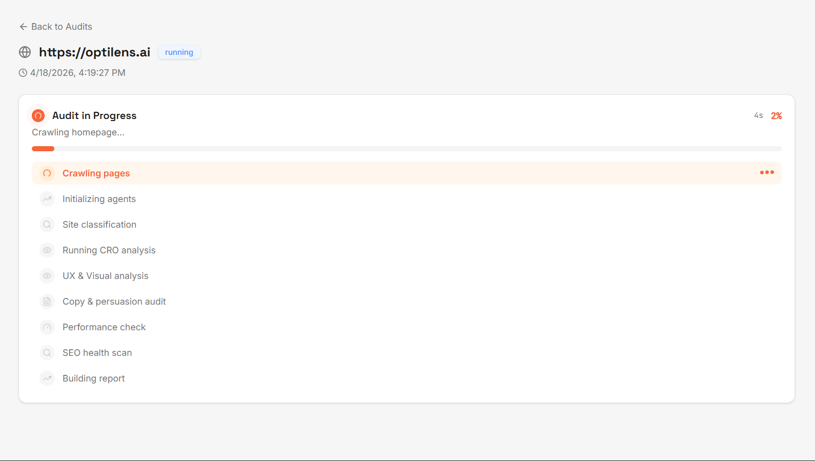 Optilens AI Audit In Progress